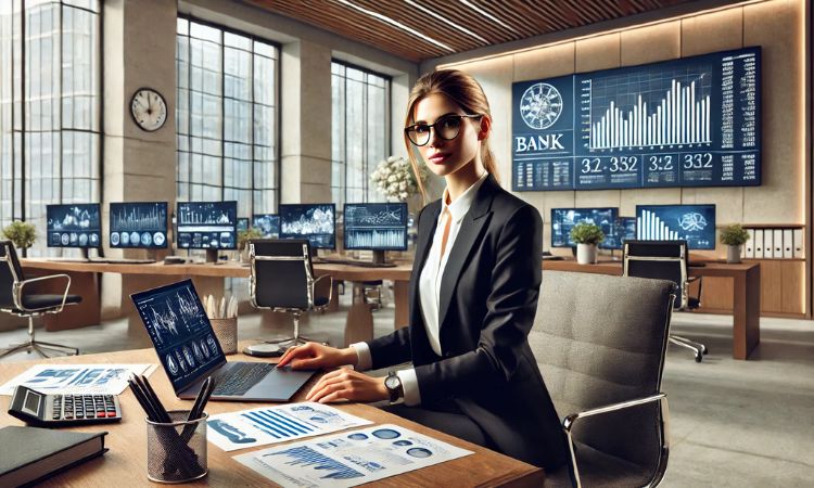 مدير مالي محترف في بنك حديث يدير الشؤون المالية ويحلل التقارير ويضمن الاستقرار المالي في أفضل الوظائف المصرفية.