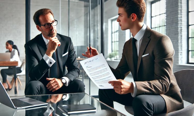 موظف يقدم عرض عمل من شركة أخرى لمديره، يناقش متى يطلب زيادة في الراتب للاحتفاظ بالموظفين المتميزين.